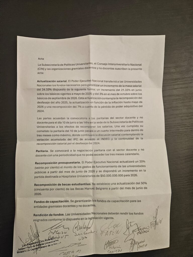 GDIUNT informa sobre las actas firmadas en el marco de la paritaria universitaria